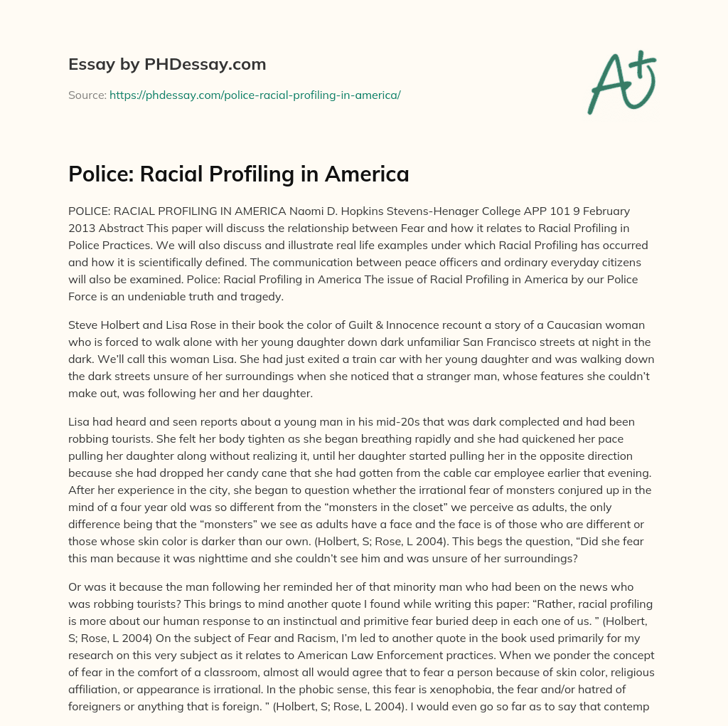 Police: Racial Profiling in America essay