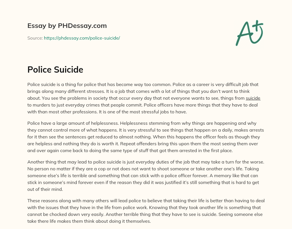 Police Suicide essay