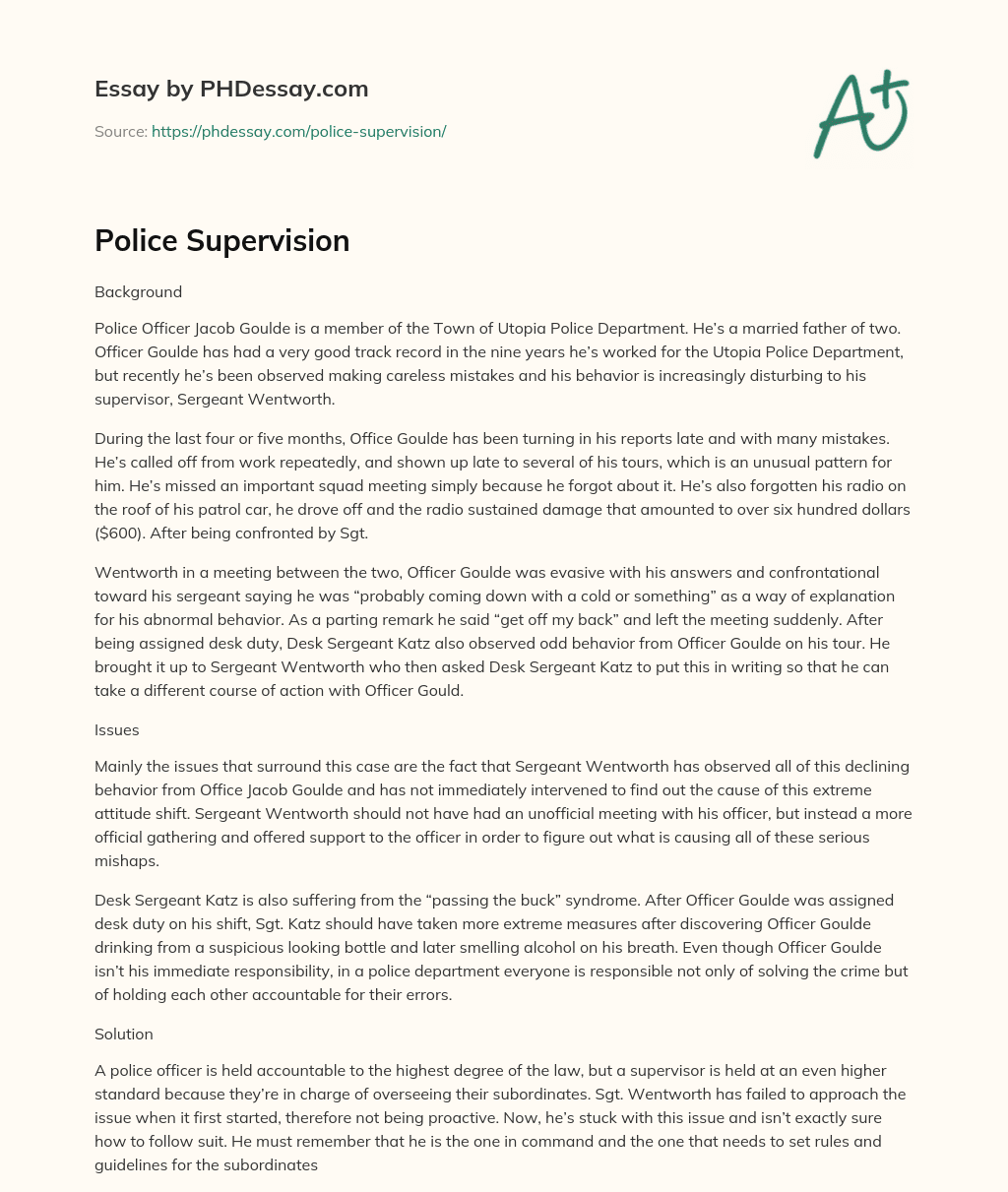 Police Supervision essay
