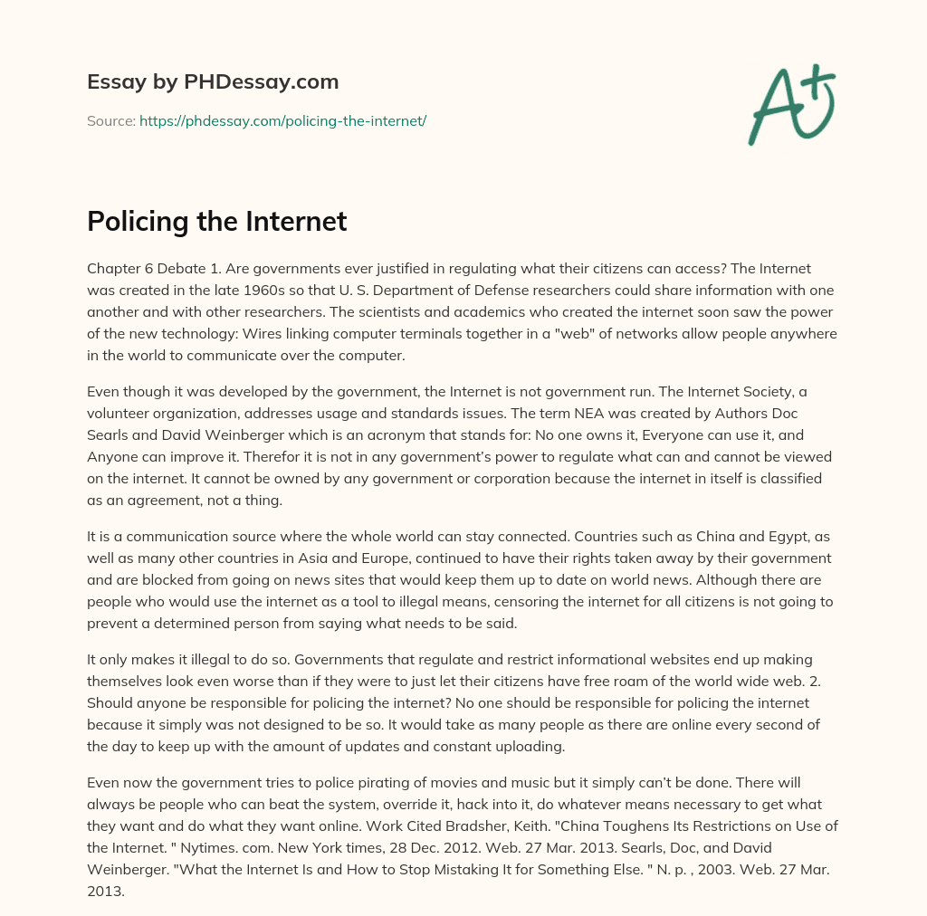 Policing the Internet essay