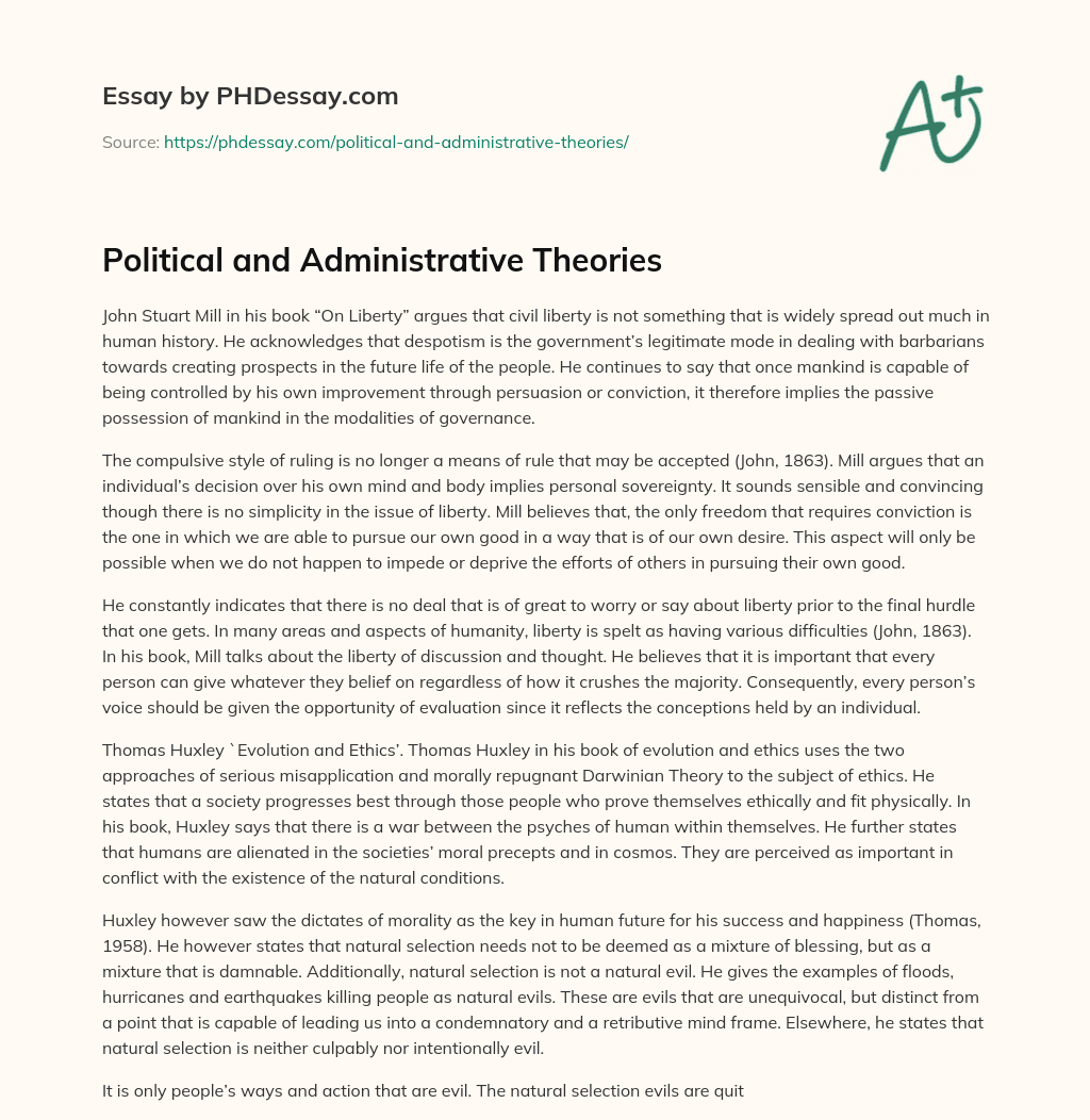 Political and Administrative Theories essay