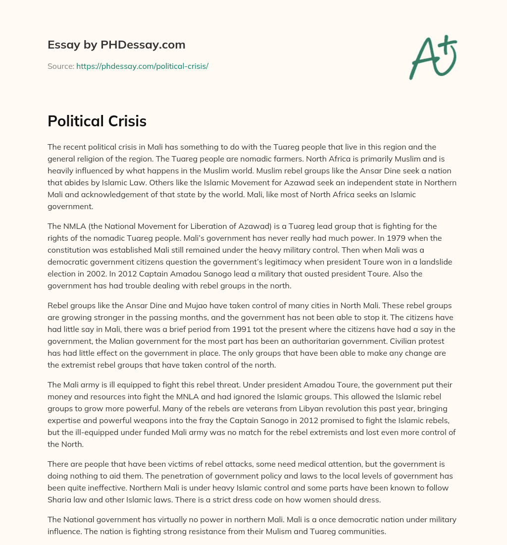 Political Crisis essay