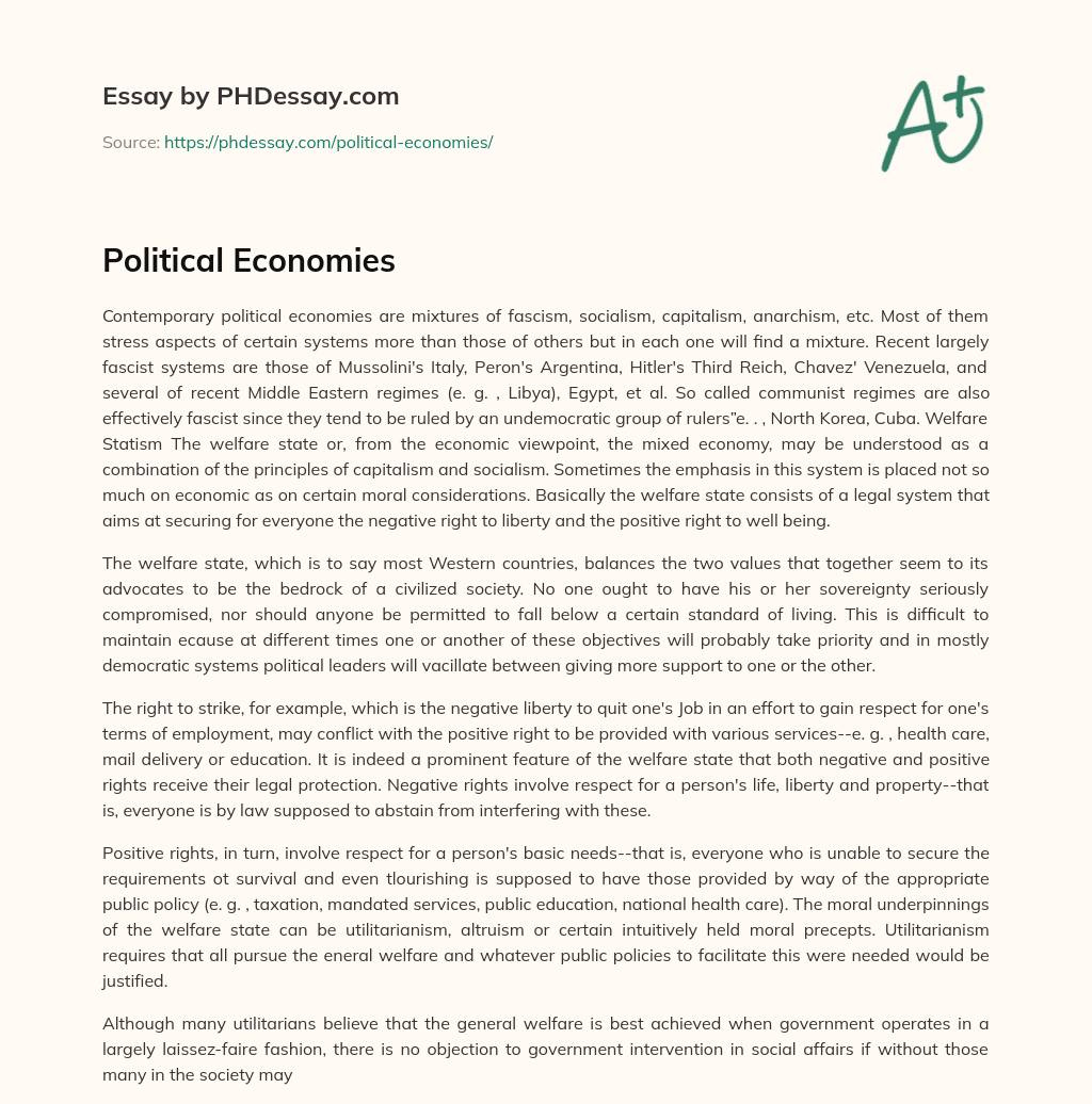 Political Economies essay