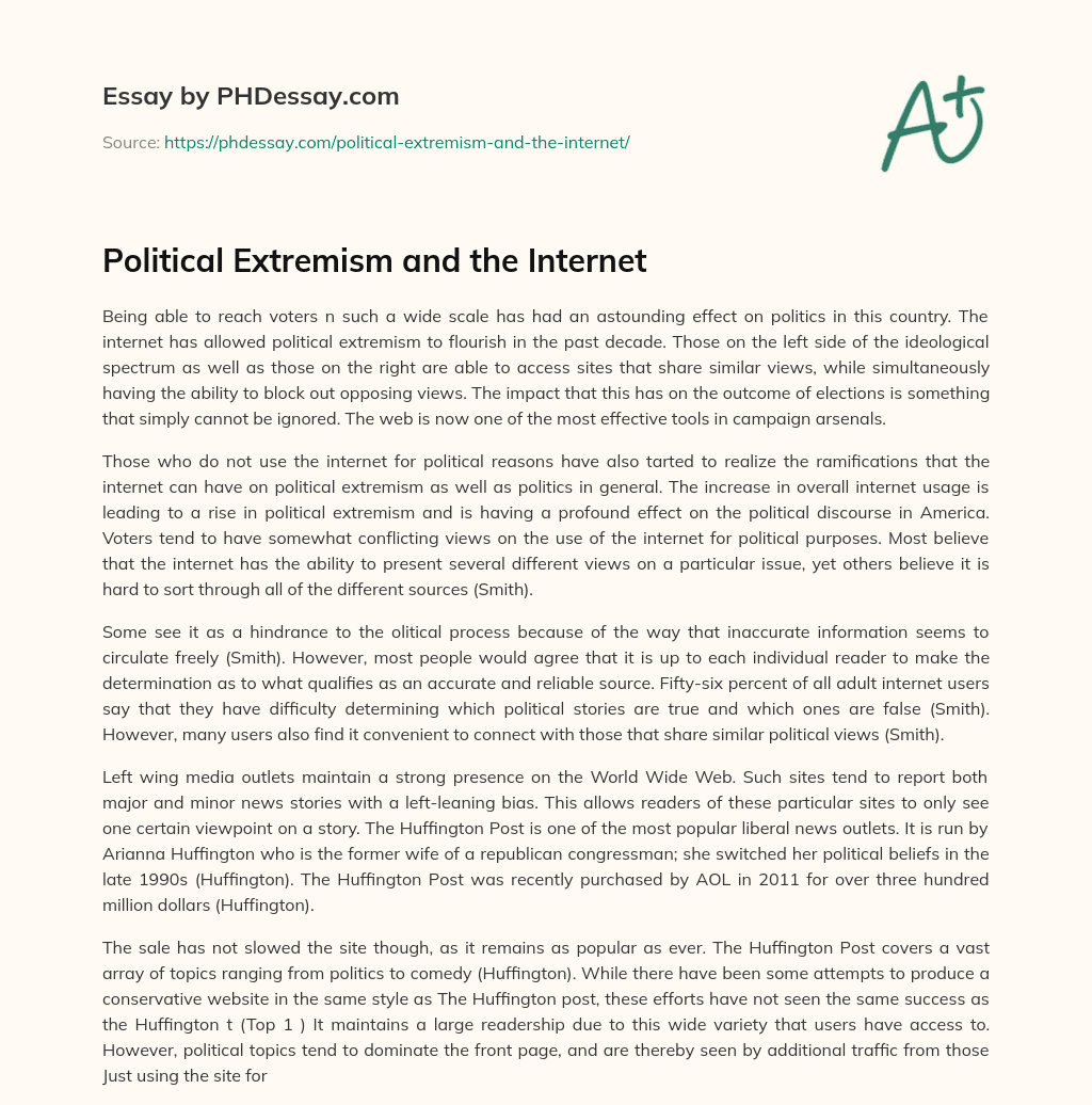 Political Extremism and the Internet essay