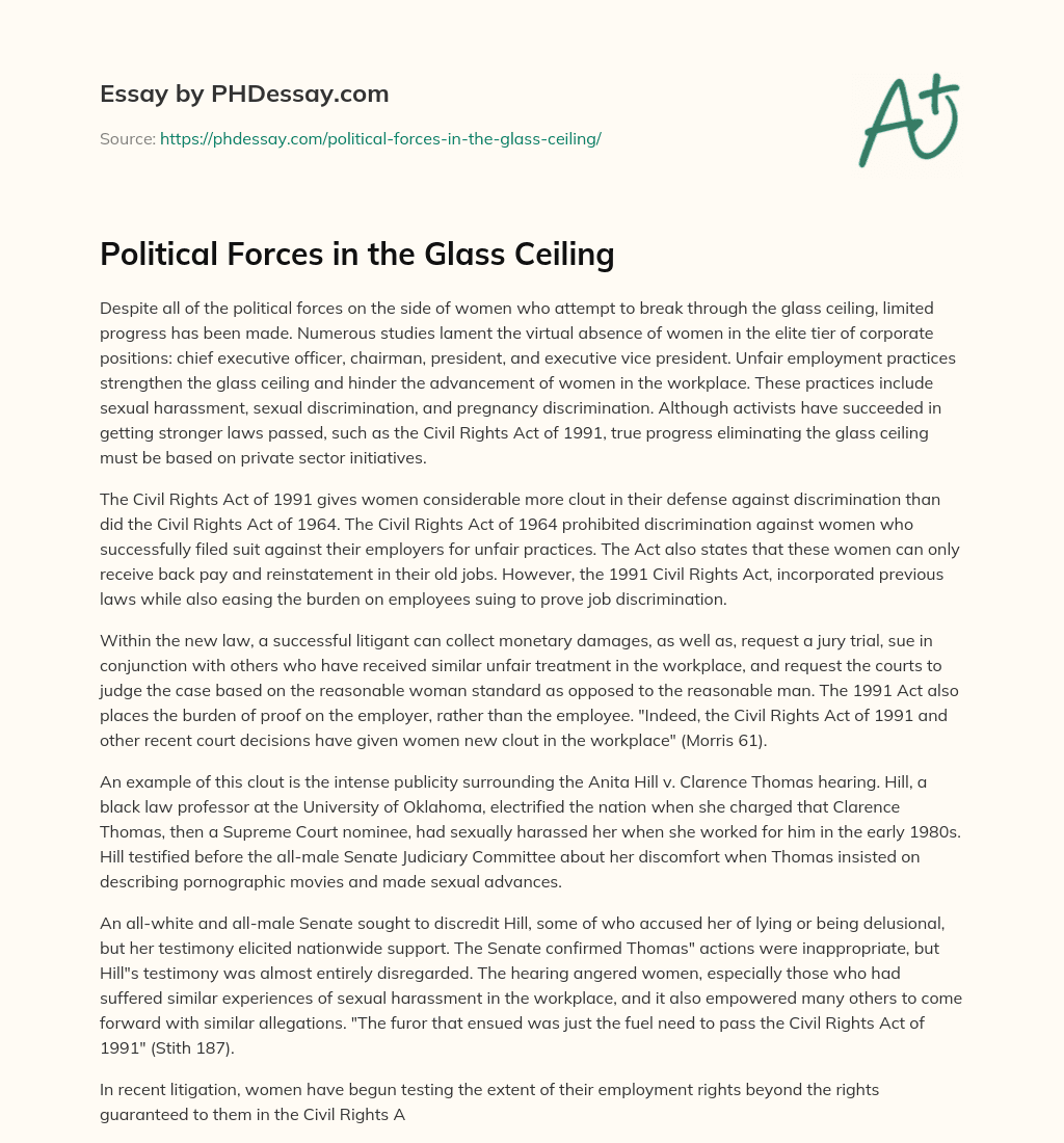 Political Forces in the Glass Ceiling essay