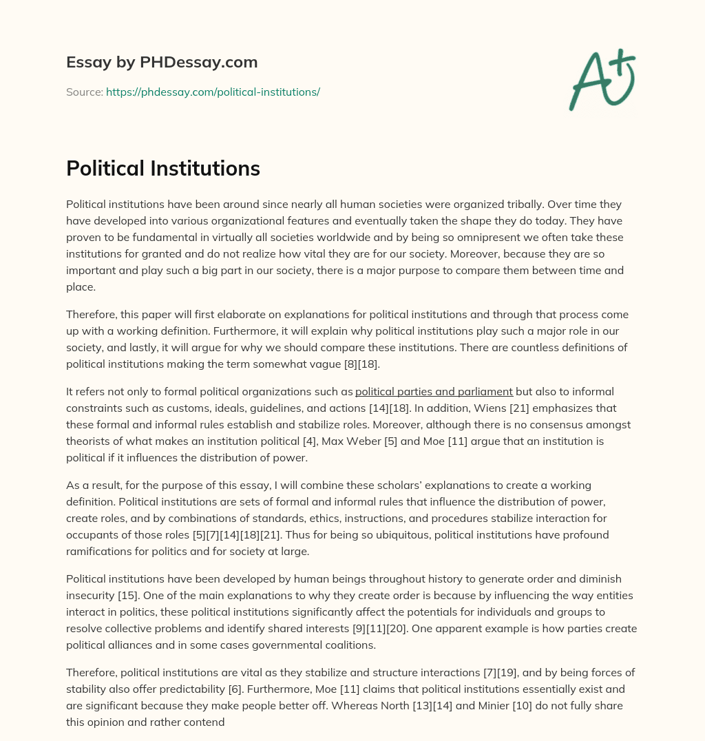 Political Institutions essay