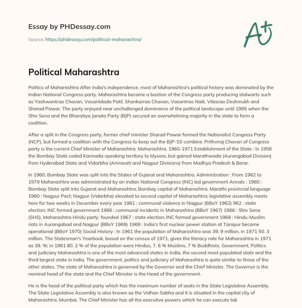 Political Maharashtra essay
