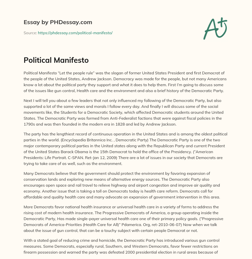 Political Manifesto essay
