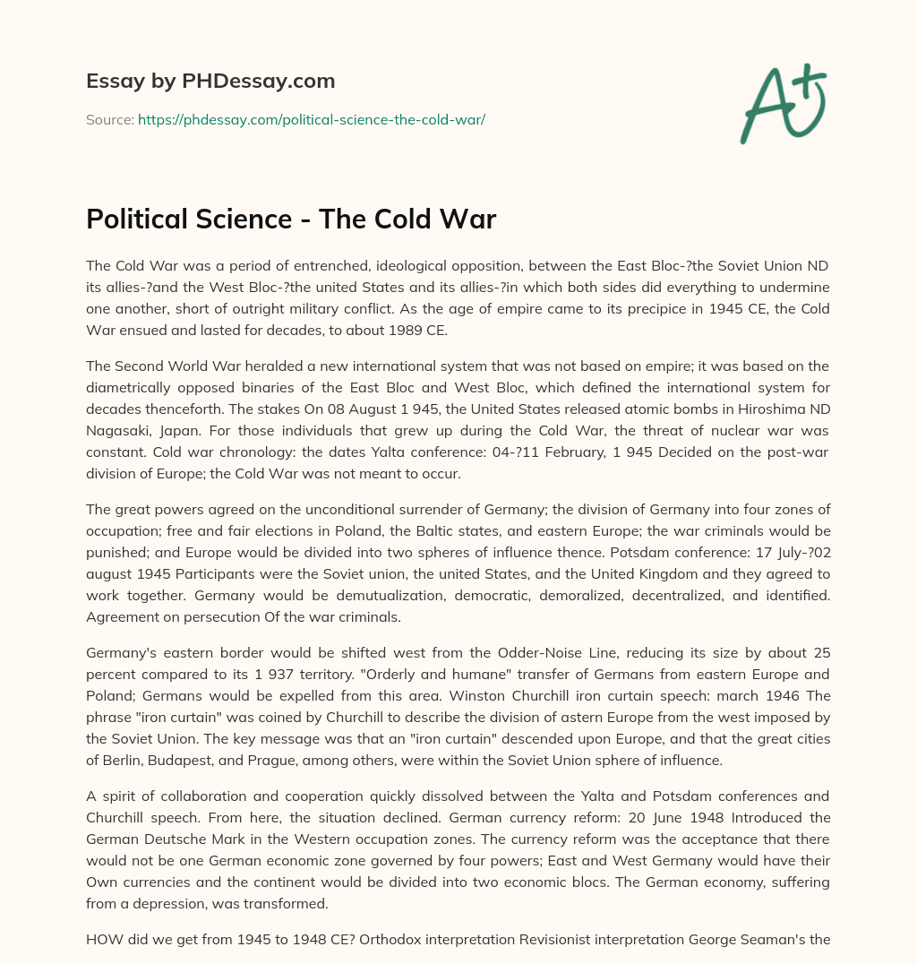 Political Science – The Cold War essay