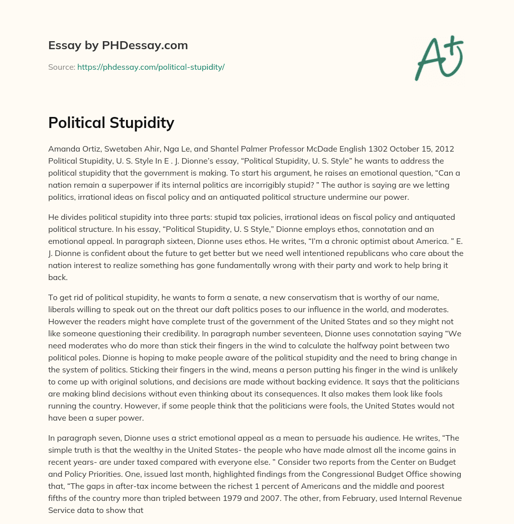 Political Stupidity essay