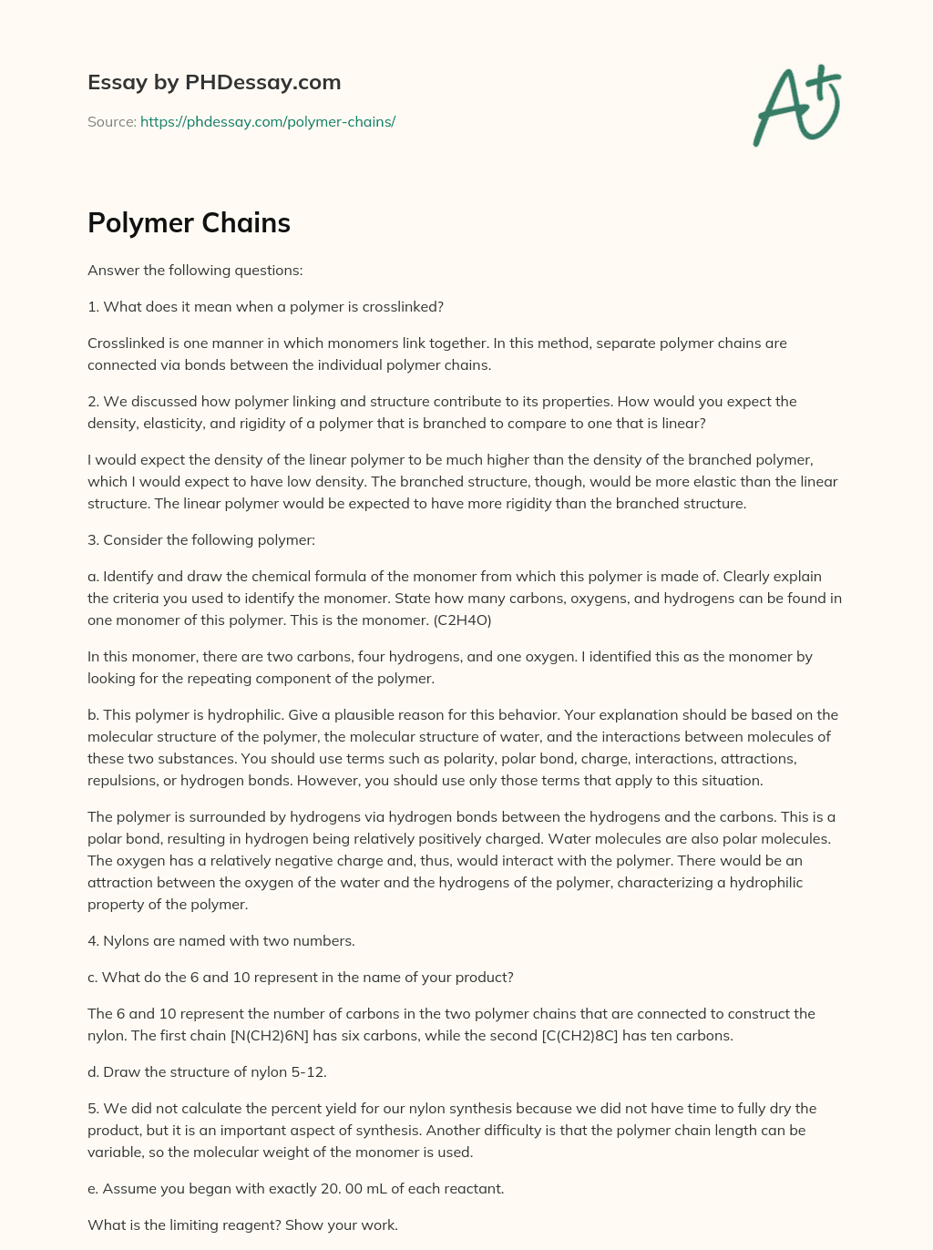 Polymer Chains essay
