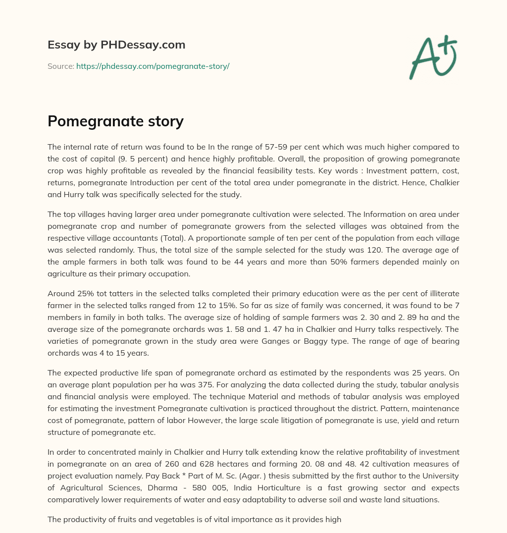 Pomegranate story essay