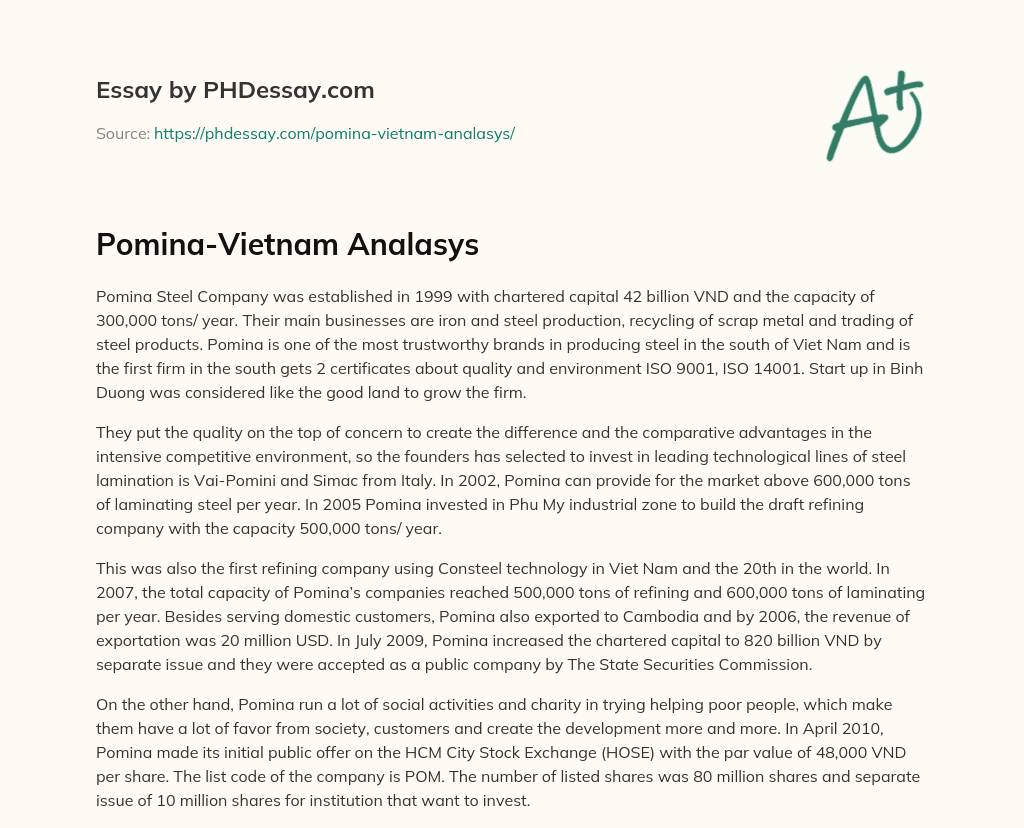 Pomina-Vietnam Analasys essay