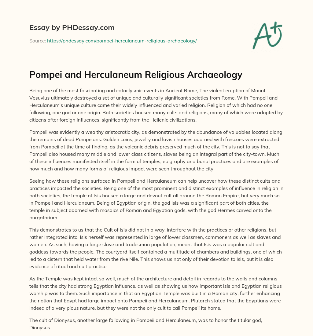 Pompei and Herculaneum Religious Archaeology essay