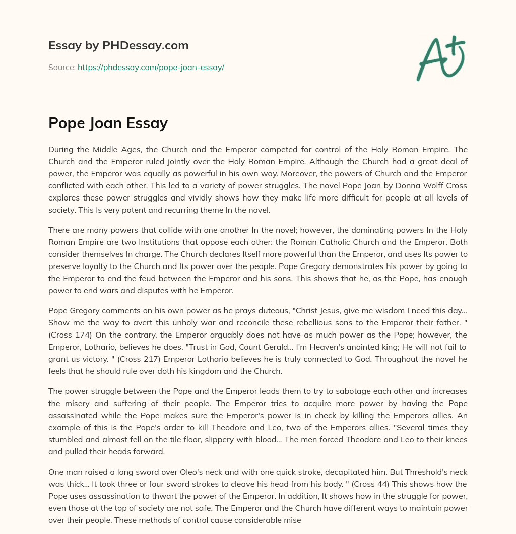 Pope Joan Essay essay