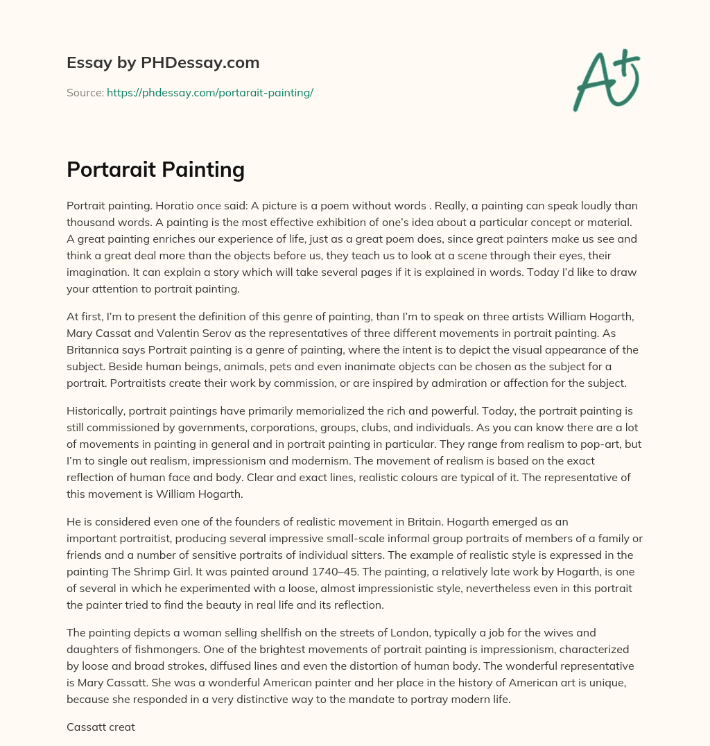 Portarait Painting essay