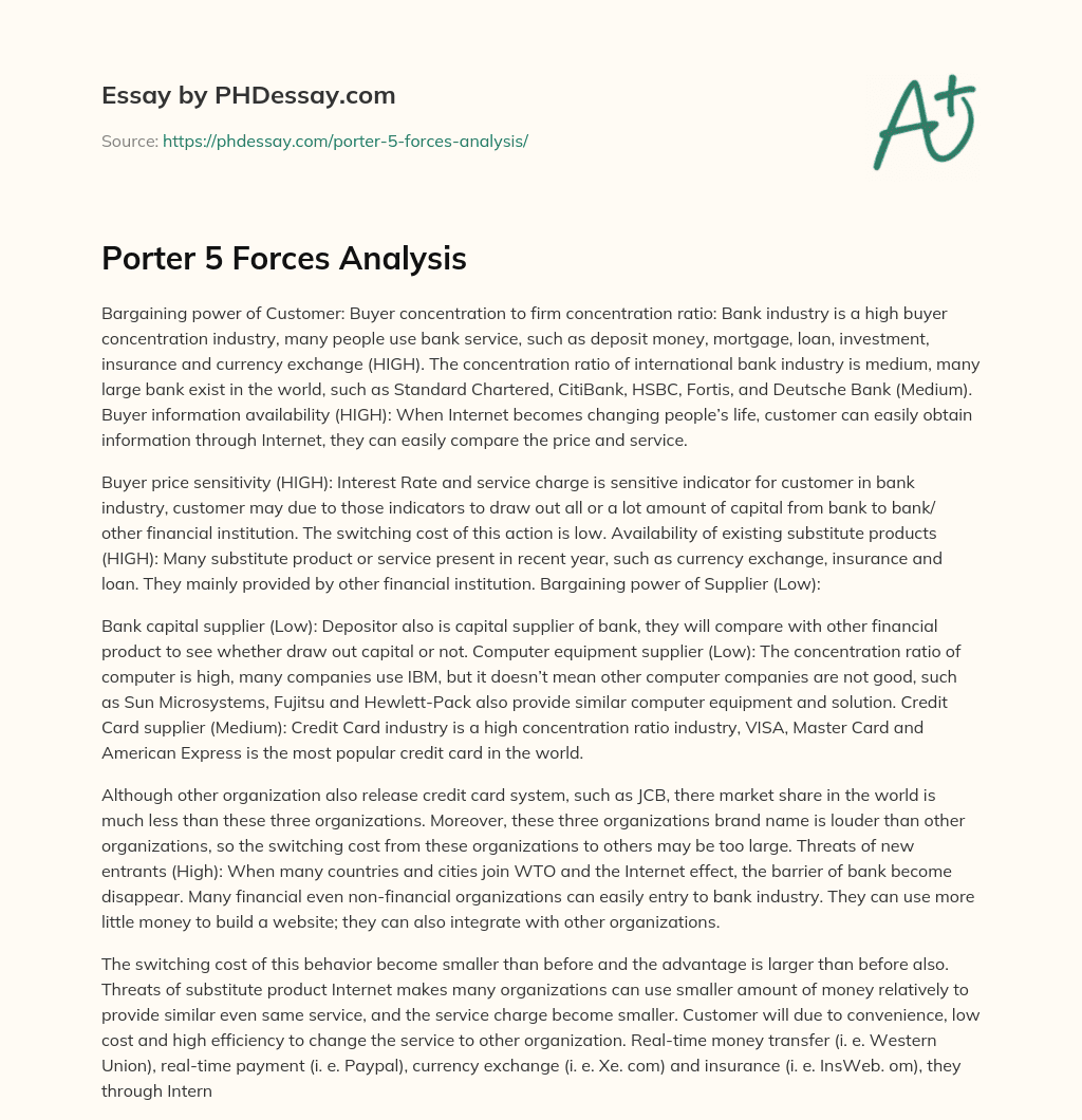 Porter 5 Forces Analysis essay