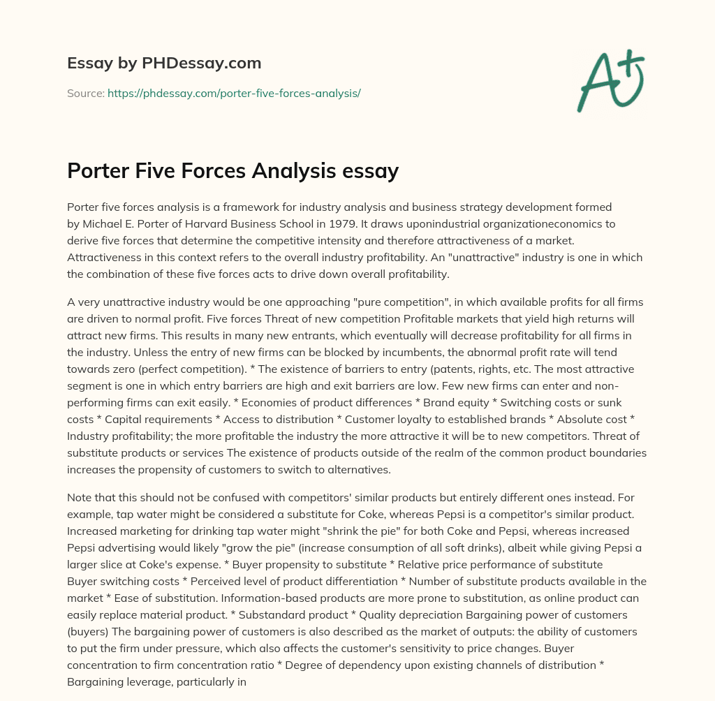 Porter Five Forces Analysis essay essay