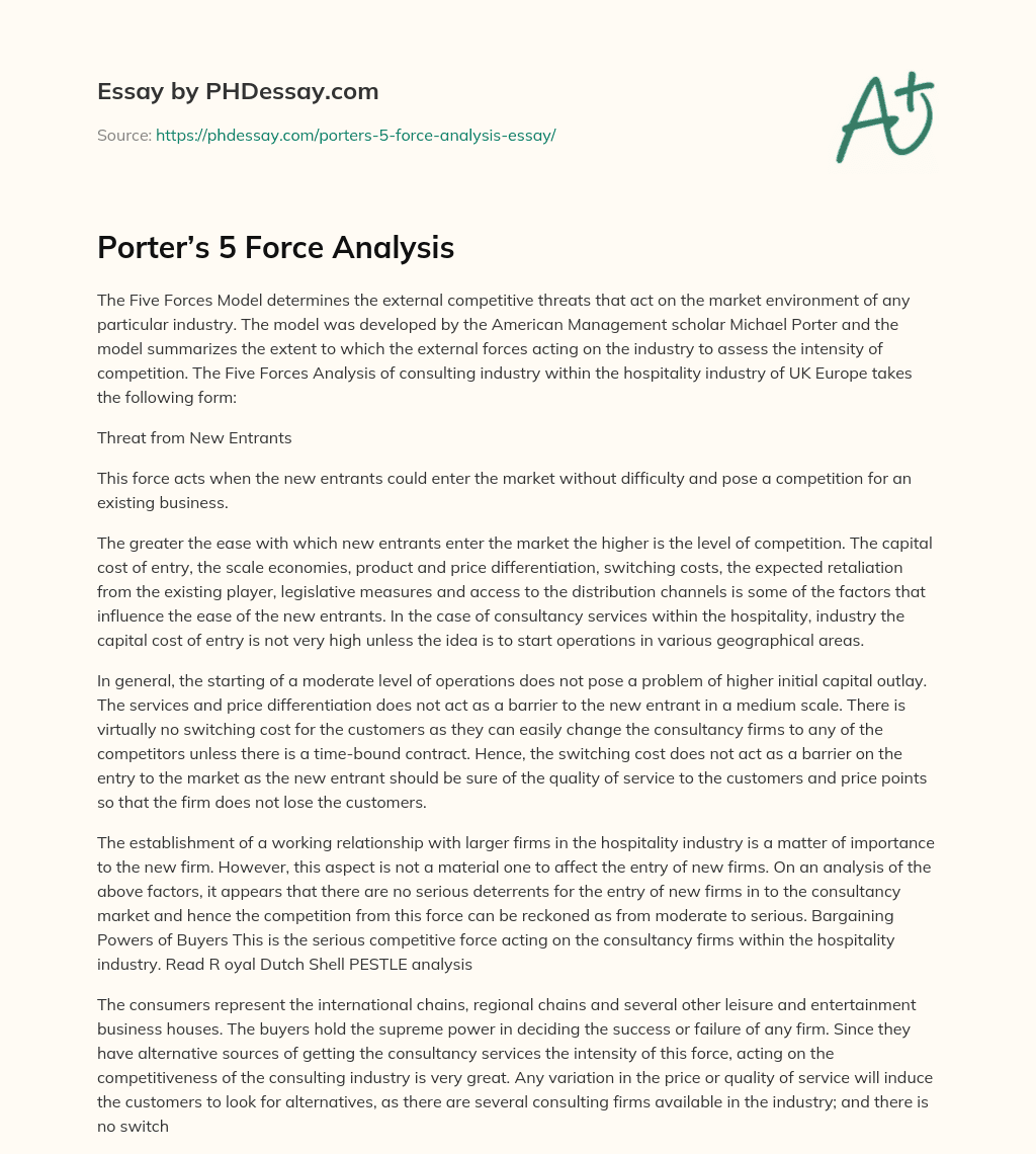 Porter’s 5 Force Analysis essay