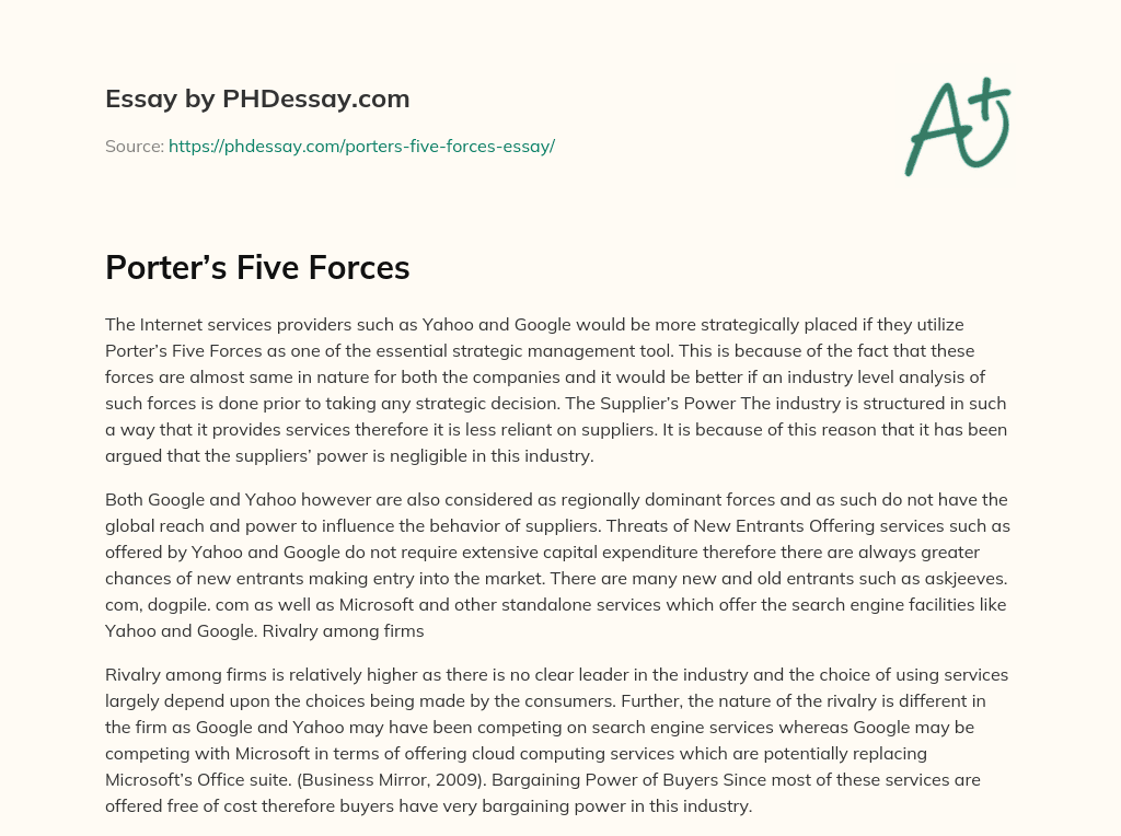 Porter’s Five Forces essay