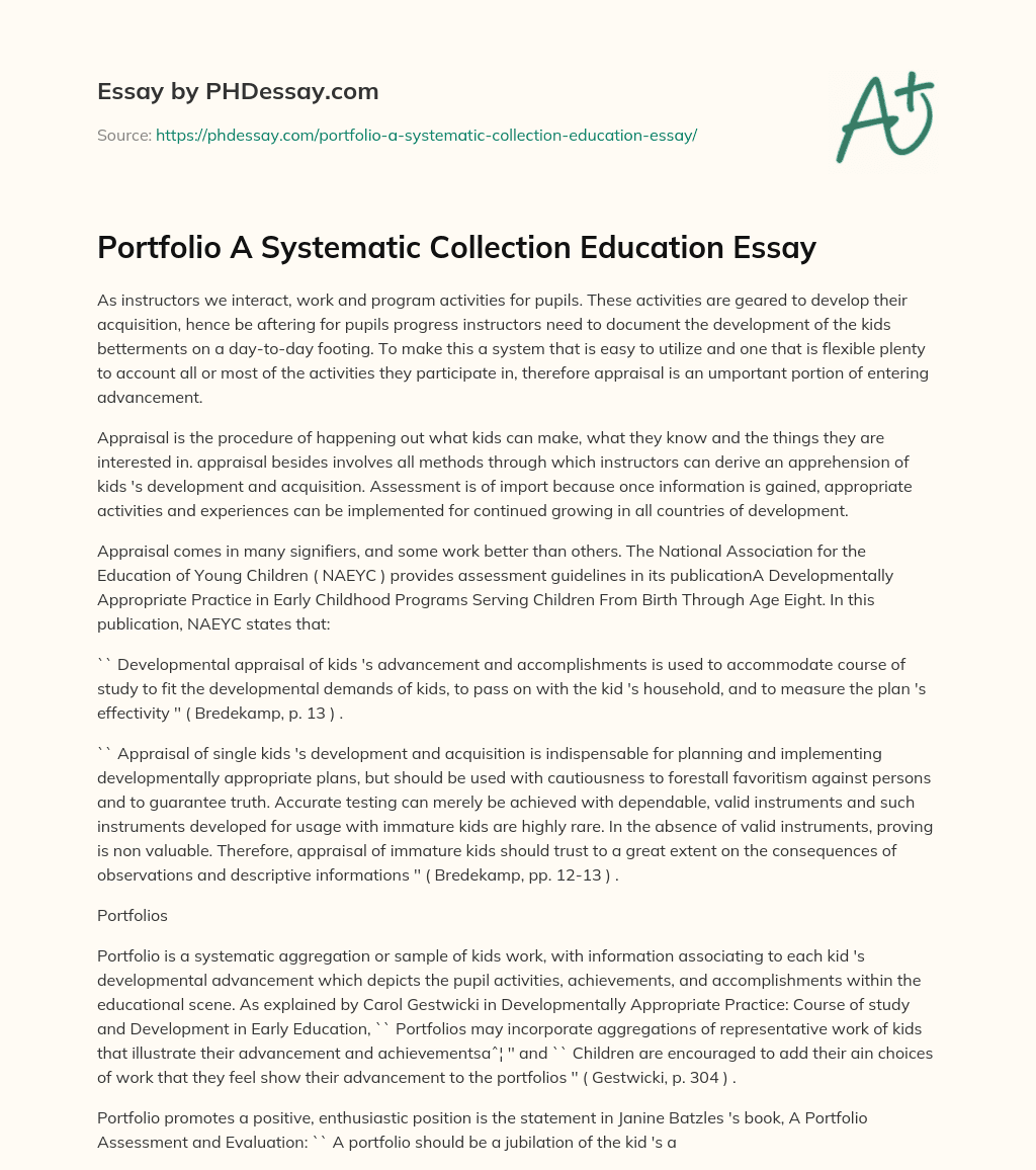 Portfolio A Systematic Collection Education Essay essay
