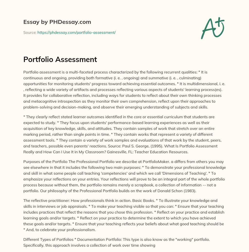 Portfolio Assessment essay