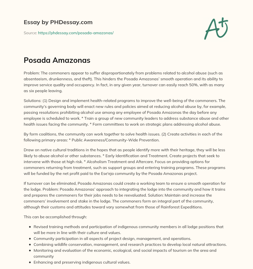 Posada Amazonas essay