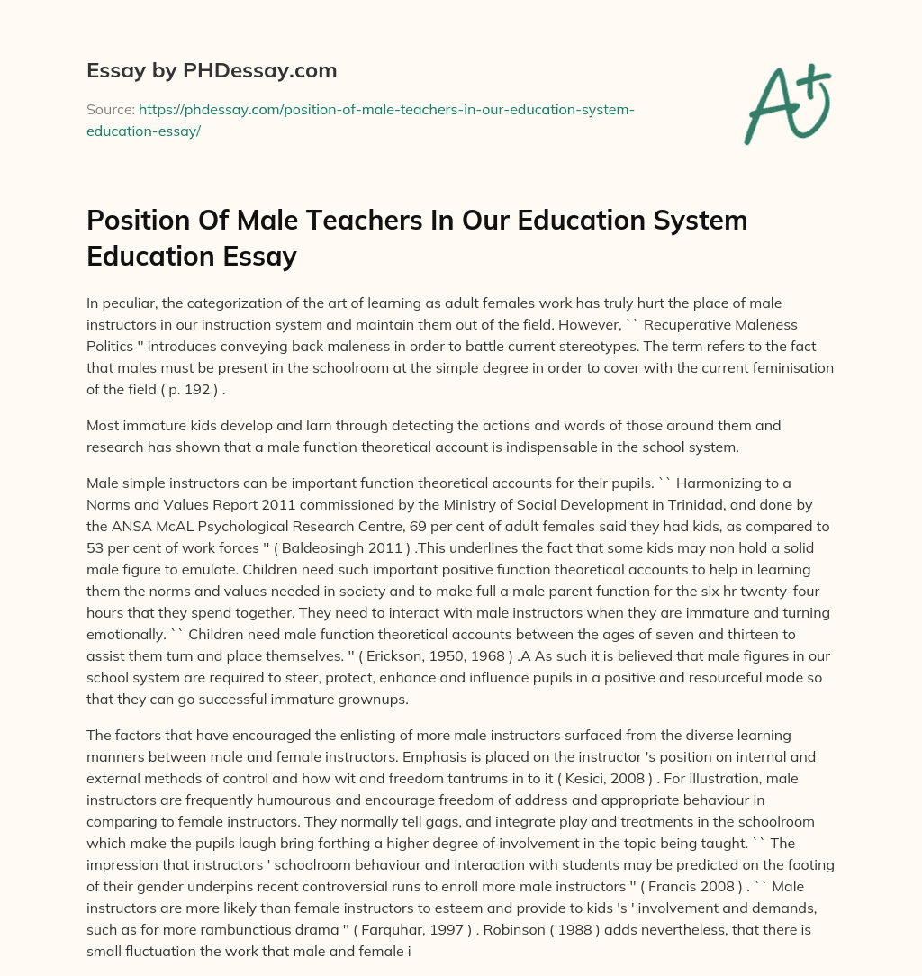 essay on male teacher