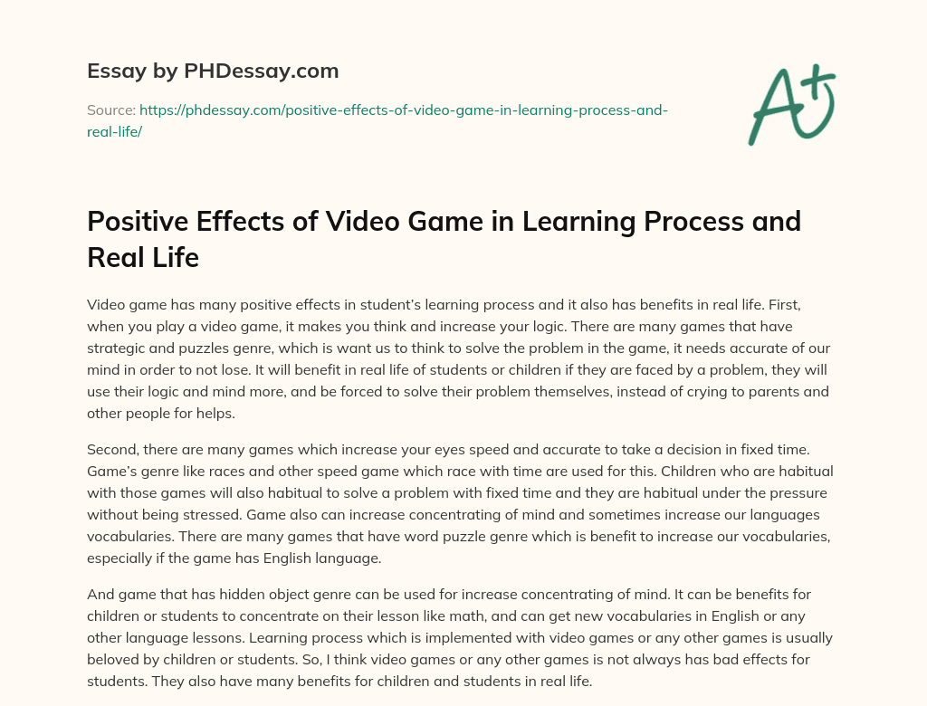 video games can be good learning tools essay