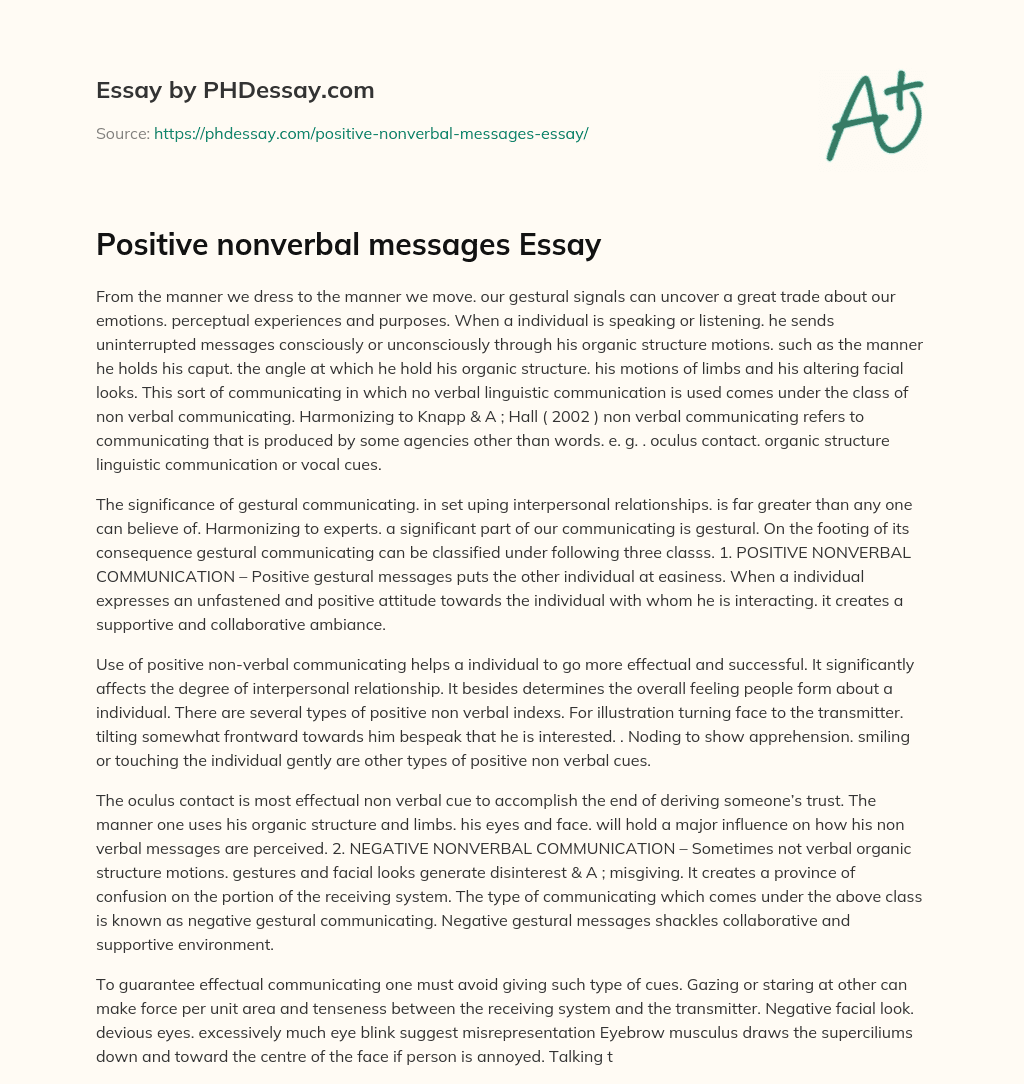 Positive nonverbal messages Essay essay