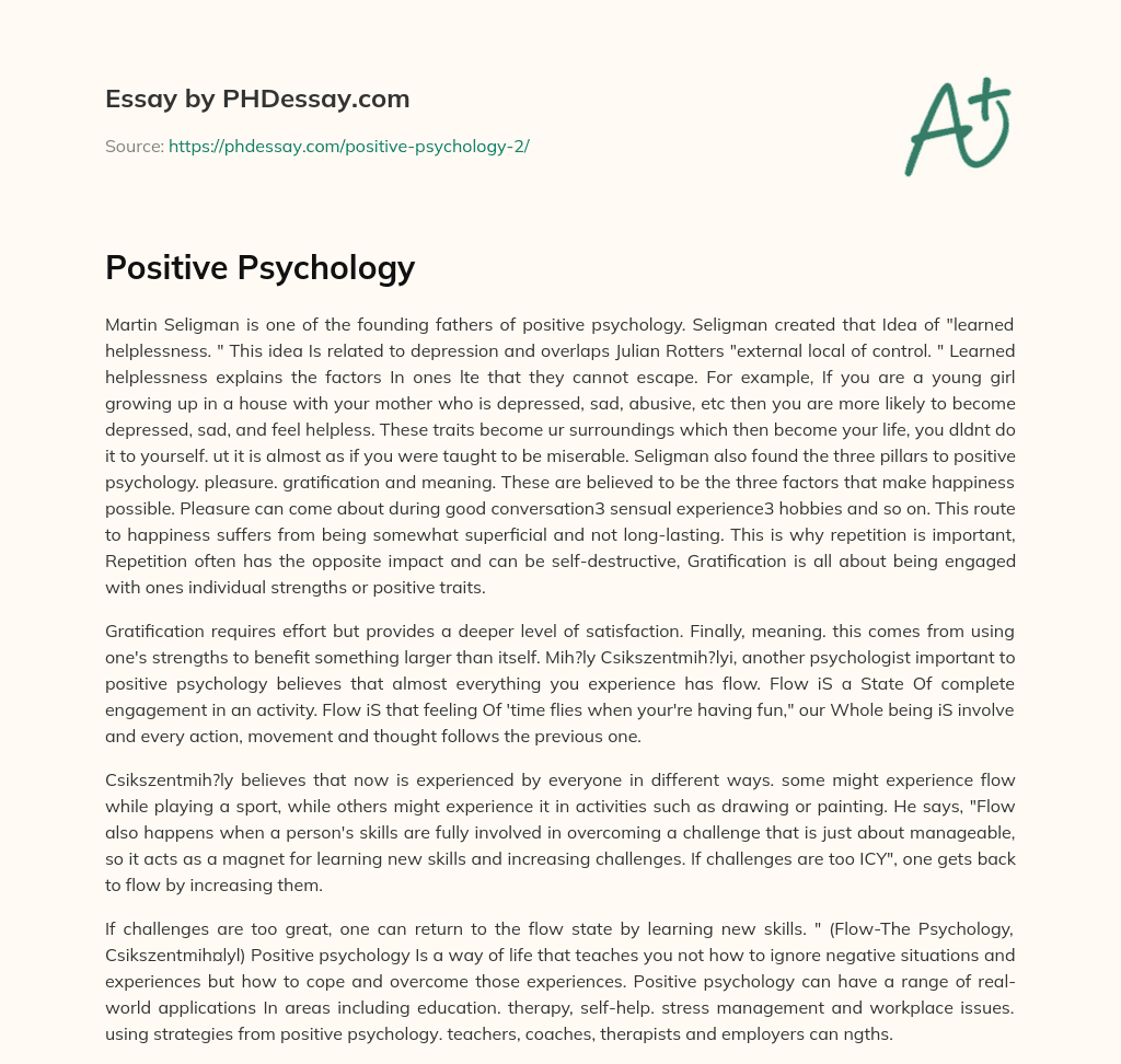 positive psychology essay