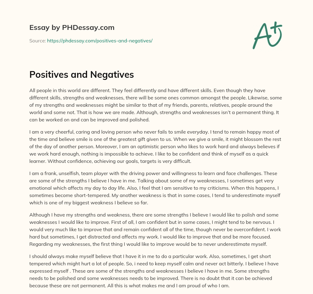 Positives and Negatives essay