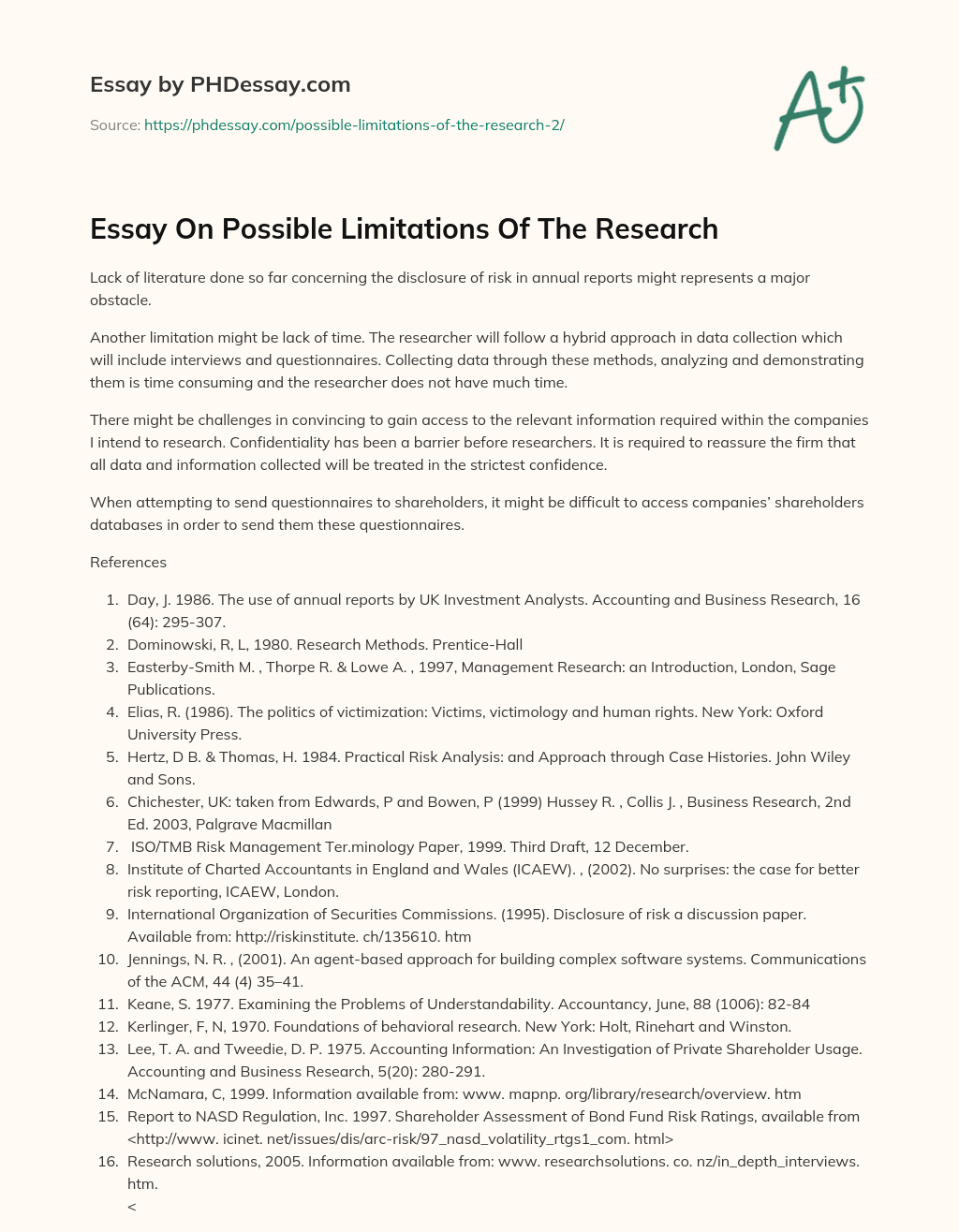 essay about limitations in life