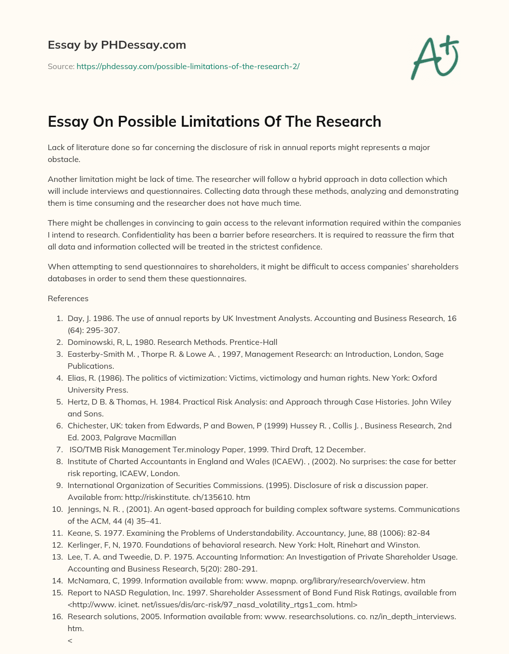 essay limitations example