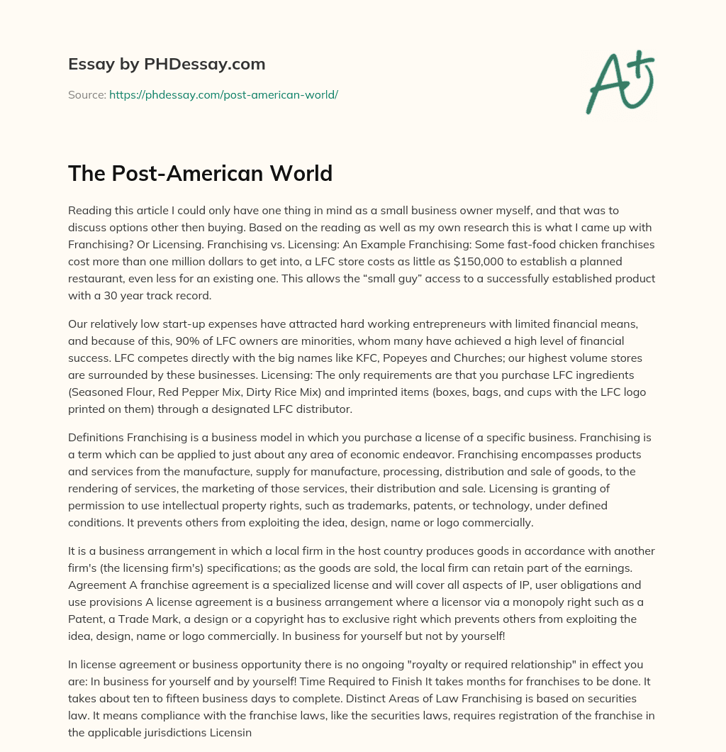 The Post-American World essay