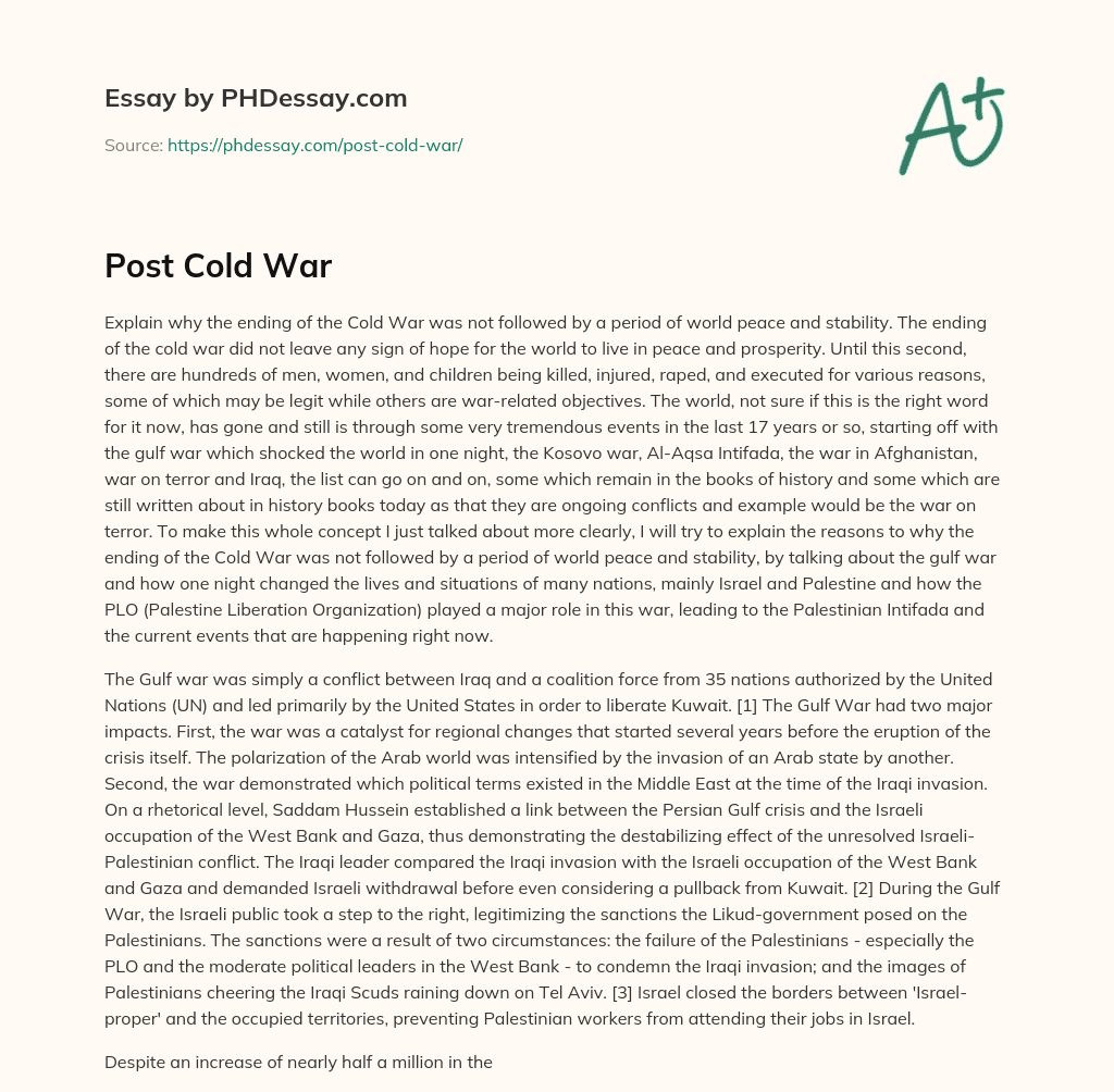 Post Cold War essay