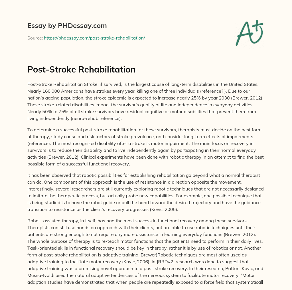 Post-Stroke Rehabilitation essay