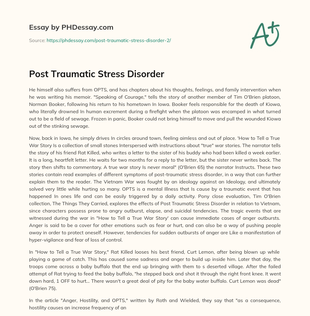 post traumatic stress disorder essay introduction