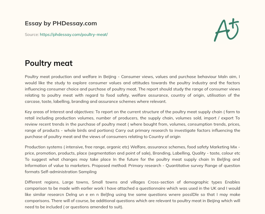 Poultry meat essay
