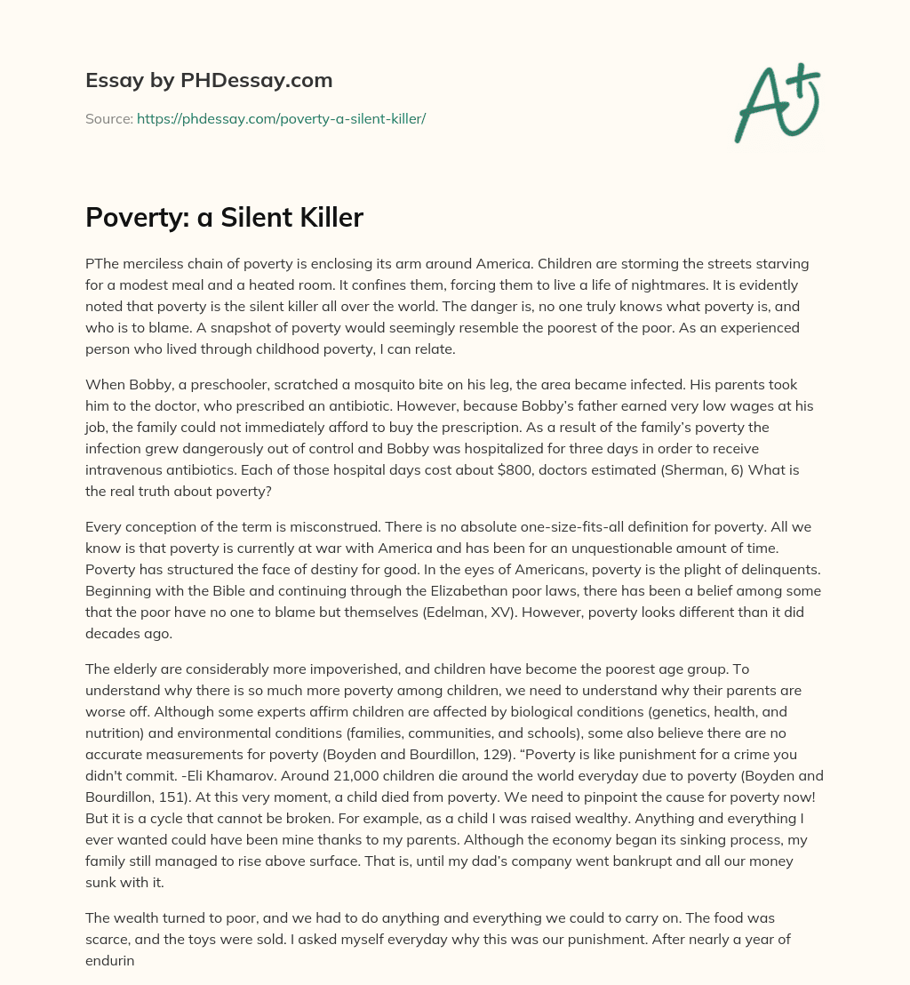 Poverty: a Silent Killer essay
