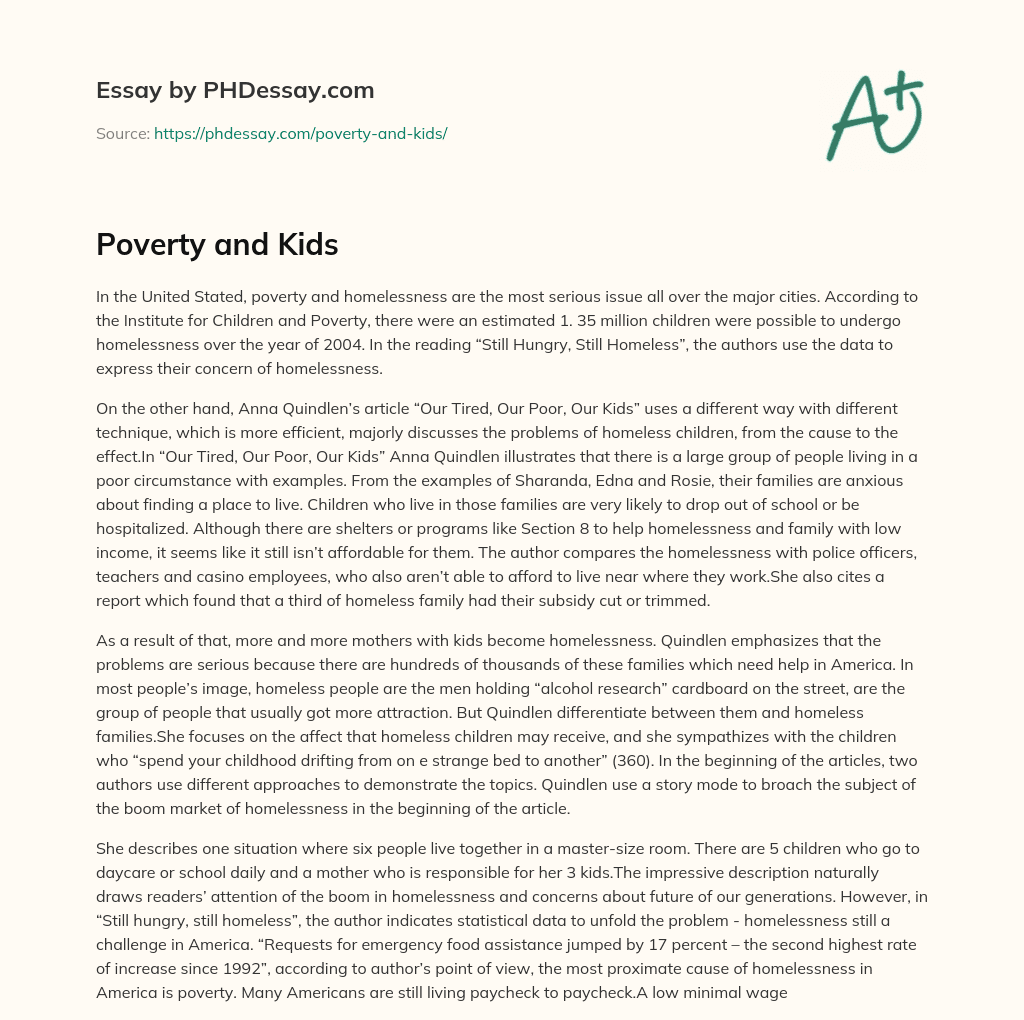 Poverty and Kids essay