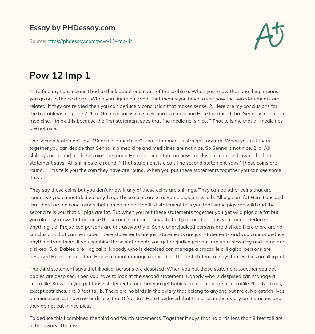 Deducing Conclusions from Statements: Analyzing 6 Problems essay