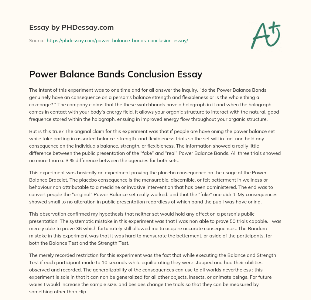 Power Balance Bands Conclusion Essay essay
