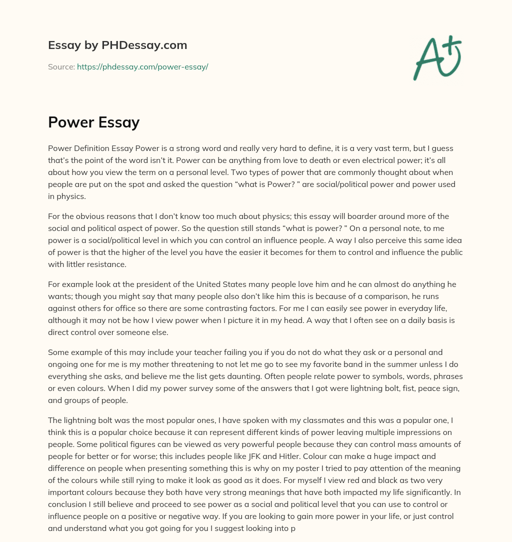 power essay introduction