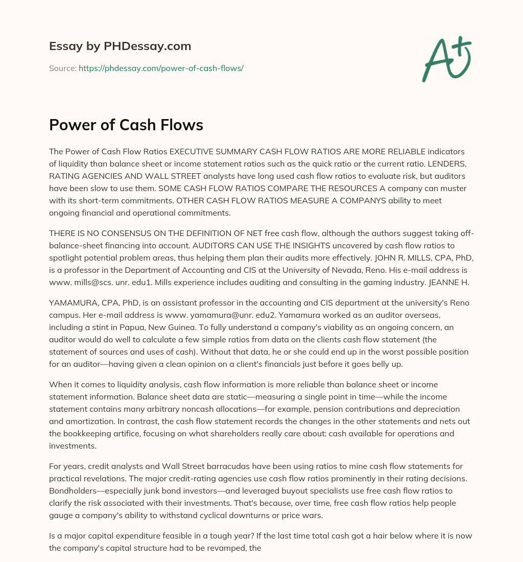 Power of Cash Flows essay
