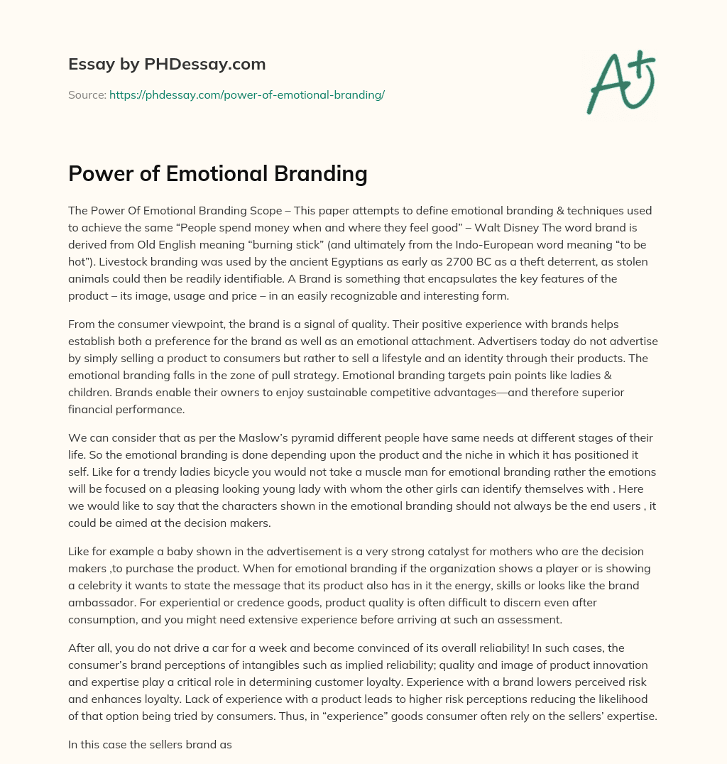 Power of Emotional Branding essay