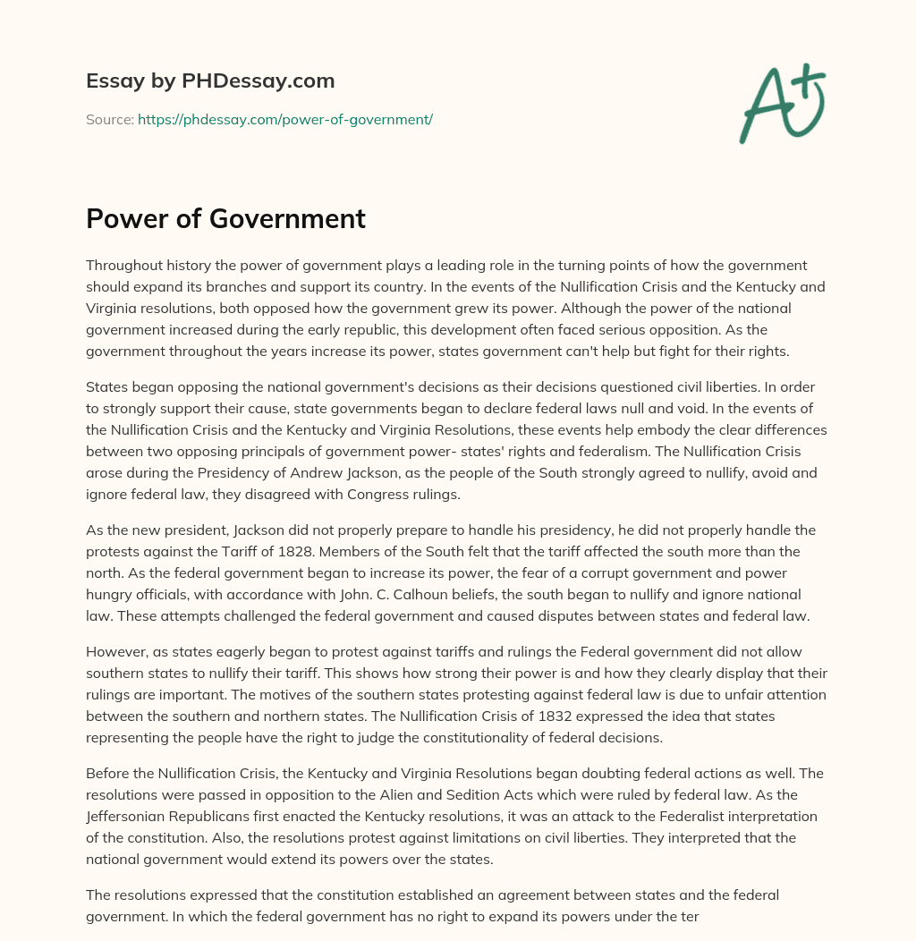 the power of government essay