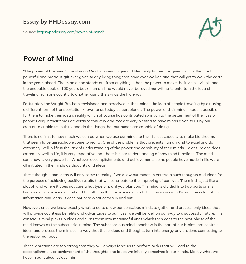 Power of Mind essay