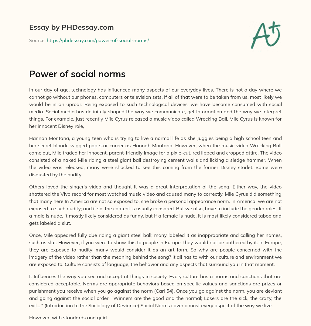 Power of social norms essay