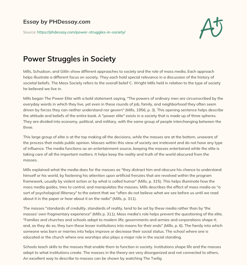 power in society essay